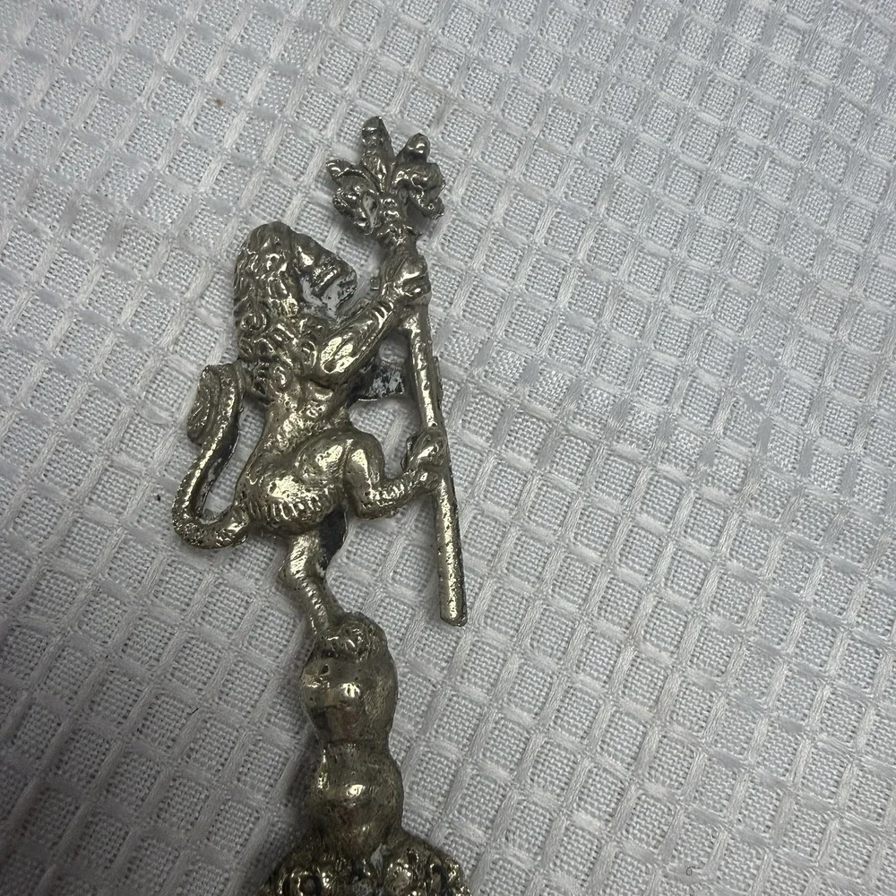 Rare Vintage Italian Large Silver Plated Intricate Designed Serving Fork Cherub